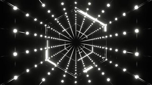 White Dots and Energy Lines Radial Perspective Background VJ Loop in 4K