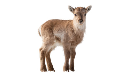 Charming young reindeer calf standing confidently, showing soft fur and developing antlers © Trym