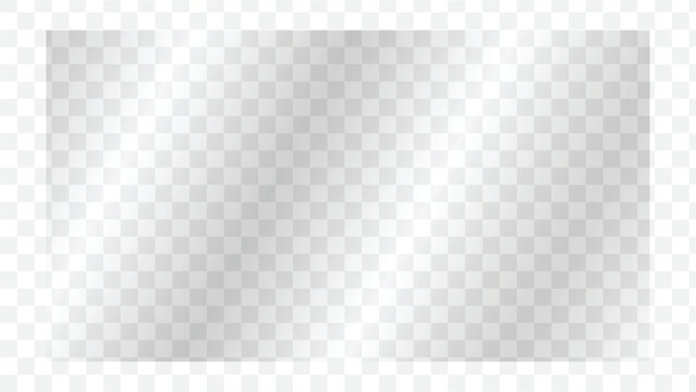 Clear glass on transparent background, realistic window shadow and screen glare effect