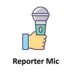 Fototapeta premium Reporter Mic Vector icon which can easily modify or edit