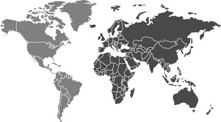 Obraz premium flat design world map silhouette in neutral grey tones