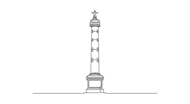 Stylized outline of a tall, classical column topped by a figure