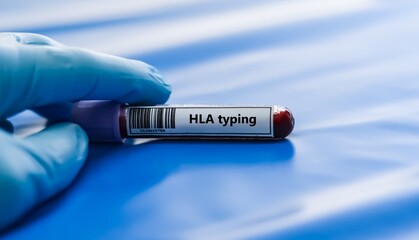 Obraz premium Blood sample tube for HLA typing test analysis.