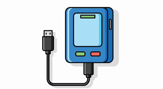 Portable hard drive external storage device with usb cable for digital backup technology vector design image