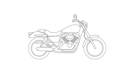 Obraz premium Line art of a detailed motorcycle on a white background