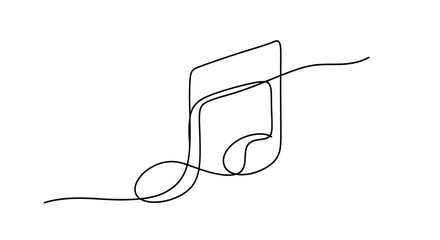 Obraz premium Single line drawing of a musical note on a white background