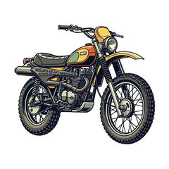 Fototapeta premium Vintage Off-road Motorcycle Illustration