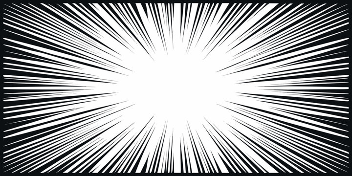 Abstract burst of radiating lines against a stark white background