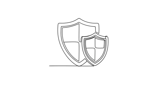 Two abstract shields in a line drawing