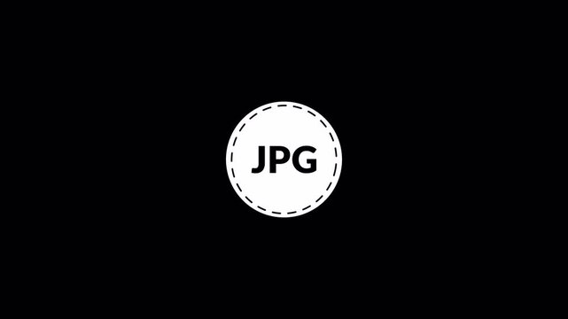 Jpg file sticker logo icon animation jpg circle jpg icon  Jpg file document icon symbol graphic format image animation digital data computer in transparent background  4K animation with alpha channel