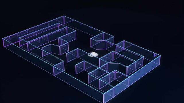 Conceptual 3D Isometric Glass Maze with a Central Pile of Cocaine Representing Addiction
