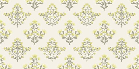 Seamless watercolour and unique floral pattern background for covers, notes, Soft backgrounds colour. Watercolour art work. Flower stalk. Colourful flower.  © Fikriya Pinky