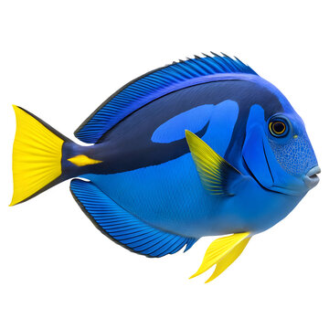 Blue tang fish transparent with paracanthurus hepatus as clean cutout