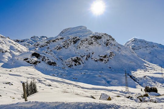 Bivio, Julierpass, Passstrasse, Passh&ouml;he, Engadin, Alpen, Piz Turba, Piz Platta, Winter, Winterwanderweg, Wintersport, Winterlandschaft, Graub&uuml;nden, Schweiz