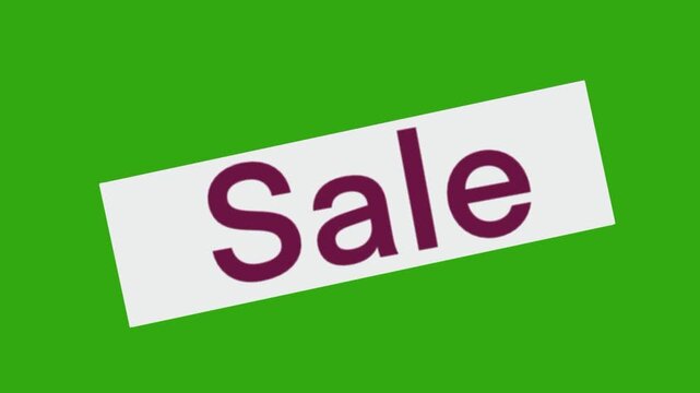 Animated Sale Banner Sign on Green Screen Chroma Key Background