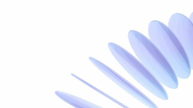 Gradient Glass Leaves on White Background, Minimalist 3D Abstract Render