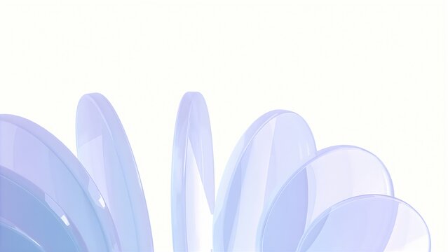 Gradient Glass Leaves on White Background, Minimalist 3D Abstract Render