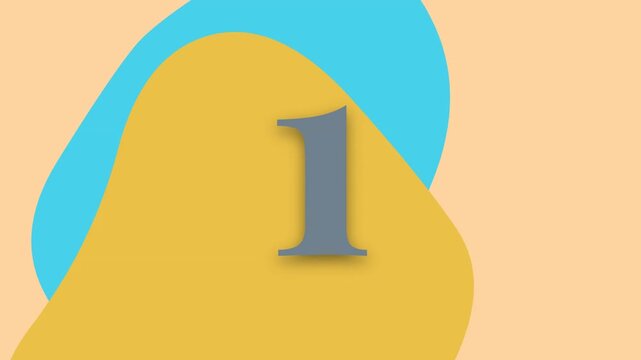 Animated colorful countdown timer from five to one against an abstract graphic background