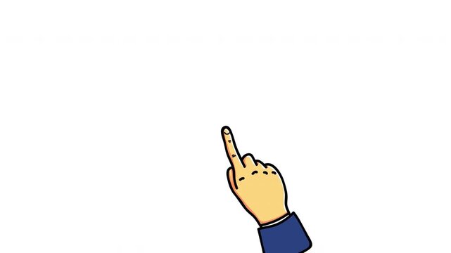 Animation Motion Hand Pointing Finger Tapping Touchscreen Button Click Gesture Cartoon With White Space On Alpha Background