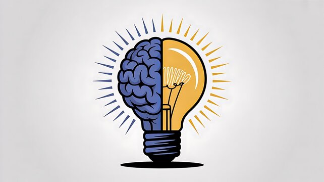 Creative light bulb with brain illustration representing idea innovation intelligence and thinking
