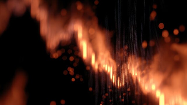 financial meltdown concept burning stock charts digital screen