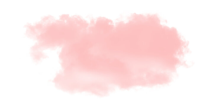 A soft pink cloud isolated on black background for sunset sky design atmospheric fluffy vapor cotton candy puff textures
