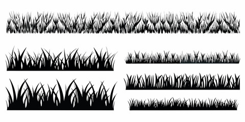 Black and white illustration of various grass borders and patches © Bibhas
