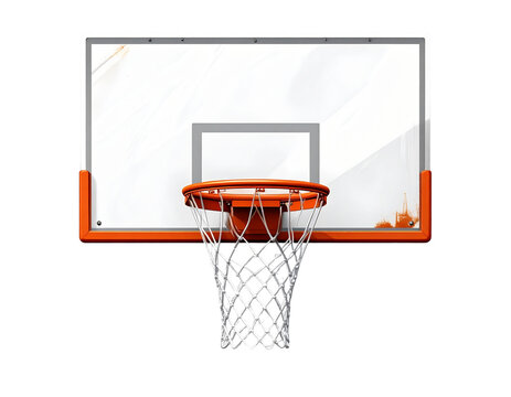 The basketball hoop is white and orange, a transparent background