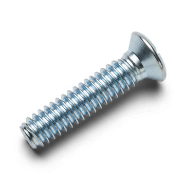 Metallic Countersunk Flat Head Machine Screw on White Background
