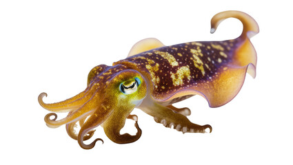 Colorful cuttlefish with intricate patterns and striking eyes, showcasing its unique form © Rowan