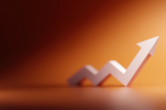 Business improvement concept with rising chart arrow and optimistic atmosphere