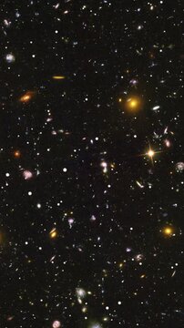 Vertical Of Flying Through The Deep Space Universe Seeing Millions Of Galaxies And Stars Background Effect