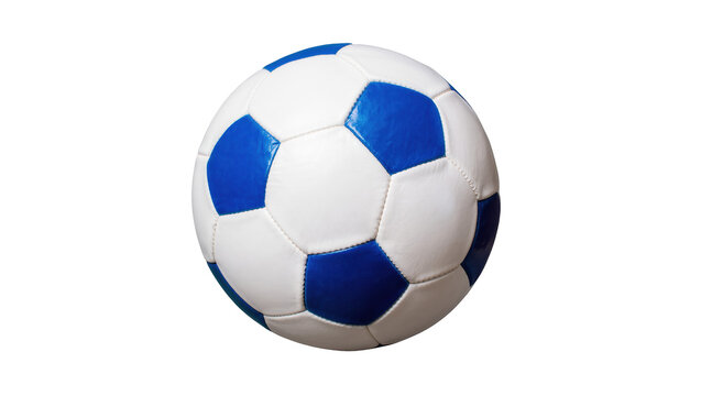Traditional blue and white football, an iconic piece of equipment for global sports games