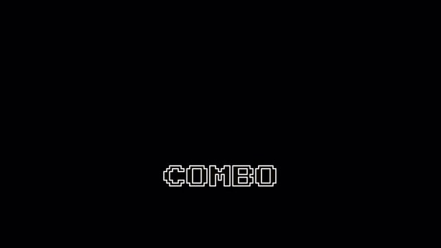 Pixel Retro Gaming 8-Bit Text Animation Loop Flickering COMBO Message on Alpha Channel 4K for Video Game Openers and Arcade Style Graphics 4k video animation seamless loop transparent background alpha