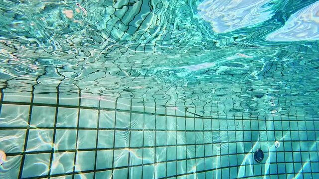 Underwater swimmer moving through the swimming pool