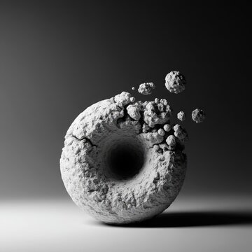White surface dissolving into darkness or a textured void, symbolizing erasure, transition, or the end of a potential state, potential, white, background