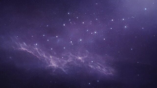 Cinematic deep cosmic gulf filled soft violet mist shimmering micro stars gentle drifting particles ambience