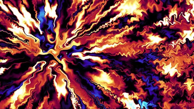 Molten Plasma Vortex Abstract Background. Radial fluid dynamics in fire, flame and electric blue, turbulent swirling flow.