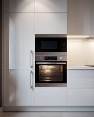 Fototapeta premium Open built-in modern oven in stylish kitchen interior