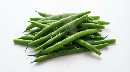 Fototapeta premium Fresh green beans on white.