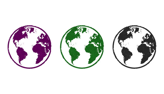 Globe earth planet stamp and stamping