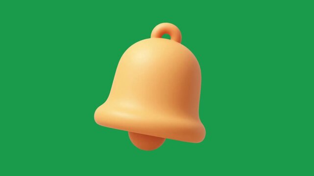 A 3D-rendered  bell icon animation  is featured. It is set against a vibrant green background.

