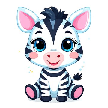 Adorable zebra character with blue eyes smiling high resolution image