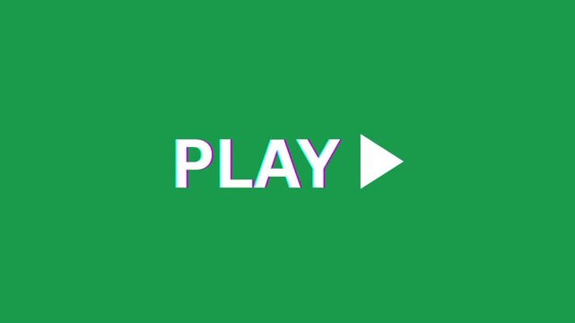 A green square icon displays the word "PLAY" in white capital letters next to a white right-pointing triangle play symbol.