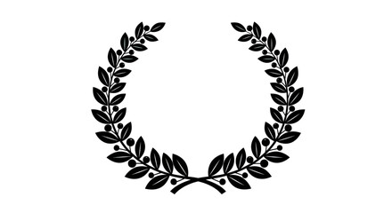 Obraz premium Black laurel wreath with berries, symbolizing achievement and victory