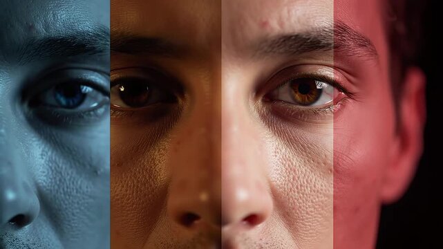 Closeup of human eyes with different colors