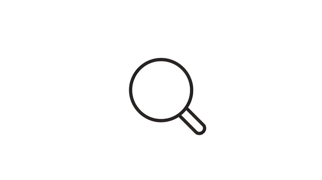 Simple line art magnifying glass on white background
