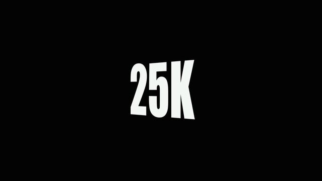 Twenty-Five Thousand 25k White Text on Black Background Financial Success Milestone money.