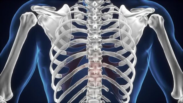 Human skeletal system with spine focus