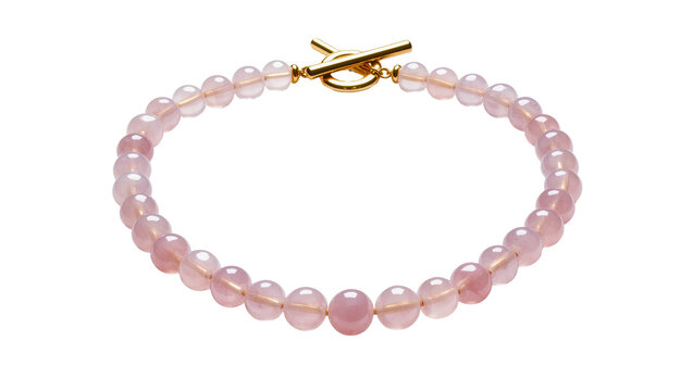 Elegant natural rose quartz gemstone bead bracelet with a stylish gold toggle closure